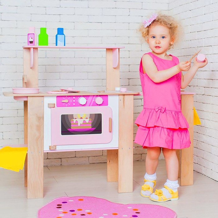 Деревянная кухня-трансформер для девочек "Ванильный смузи" с 16 аксессуарами