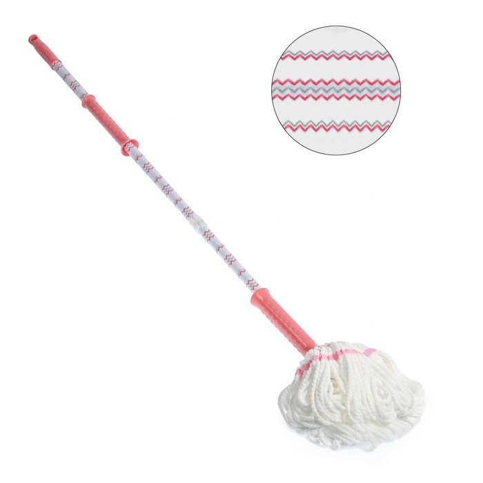 Швабра с отжимом, насадка из микрофибры, 118 см &quot;Шеврон&quot;, цвет розовый