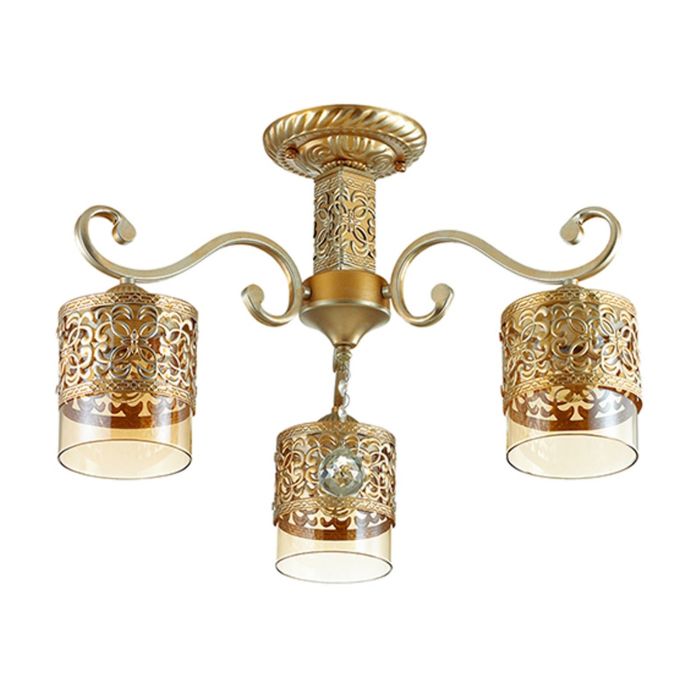 Люстра потолочная ZARLINA 3x40W Е27 бронза, серебро 55x33см