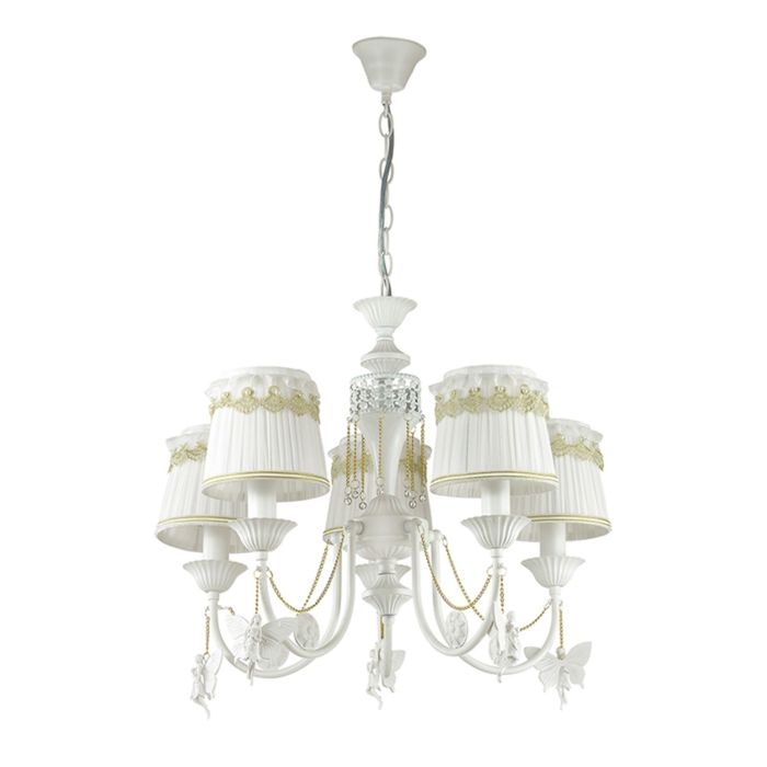 Люстра подвесная PONSO 5x40W E14 белый, золото 60x60x86см