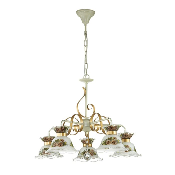 Люстра подвесная PERRAINA 5x60W E14 белый, золото 61x61x100см