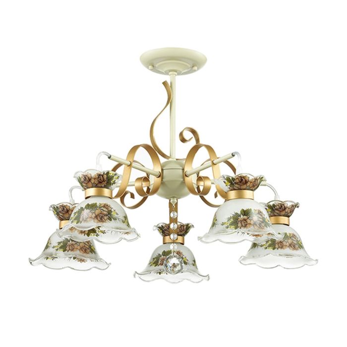 Люстра потолочная PERRAINA 5x60W E14 белый, золото 61x61x41см