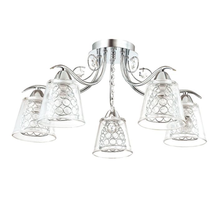 Люстра потолочная POLINA 5x60W E14 хром 54x54x27см