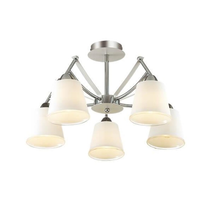 Люстра потолочная HADRINNA 5x60W E14 хром, белый 53x53x30см