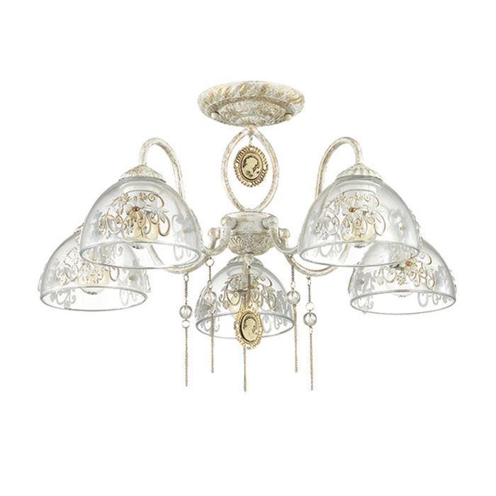 Люстра потолочная ABSOLONA 5x60W E27 белый, золото 61x61x39см