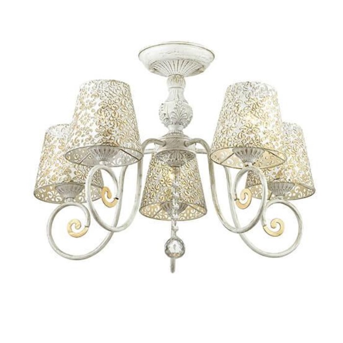 Люстра потолочная IZIDORA 5x60W E14 белый, золото 59x59x43см