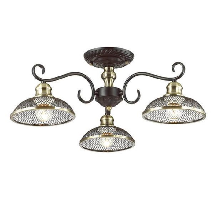 Люстра потолочная ZEROME 3x40W E14 кофе, золото 62x62x23,5см