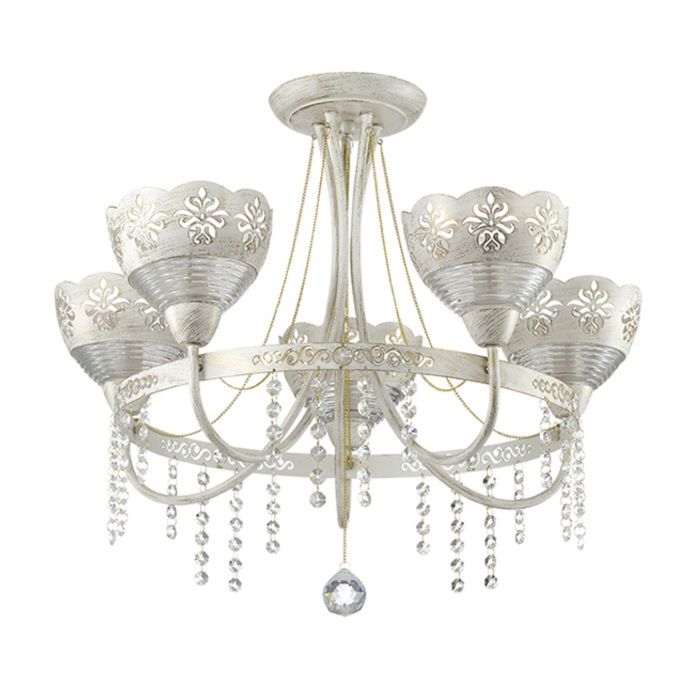 Люстра потолочная ERSILIA 5x40W E14 белый с золотой патиной 61x61x50см