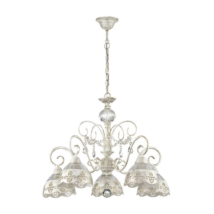 Люстра подвесная MILAGROS 5x40W E14 белый с золотой патиной 60x60x84см