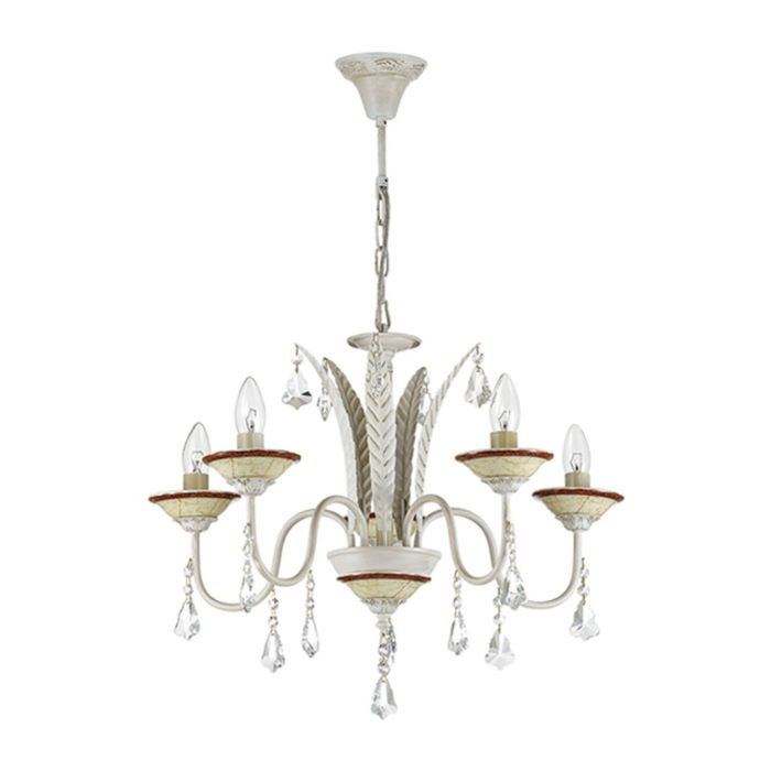 Люстра подвесная VASCO 5x40W E14 белый с золотой патиной 58x58x47см