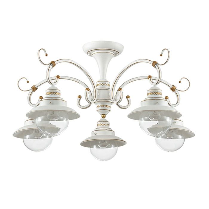 Люстра потолочная SANDRINA 5x60W E14 белый с золотой патиной 73x73x35см