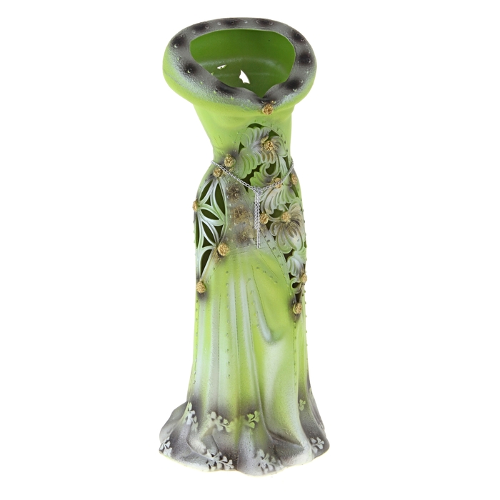 Ваза напольная "Платье" резная, салатовая