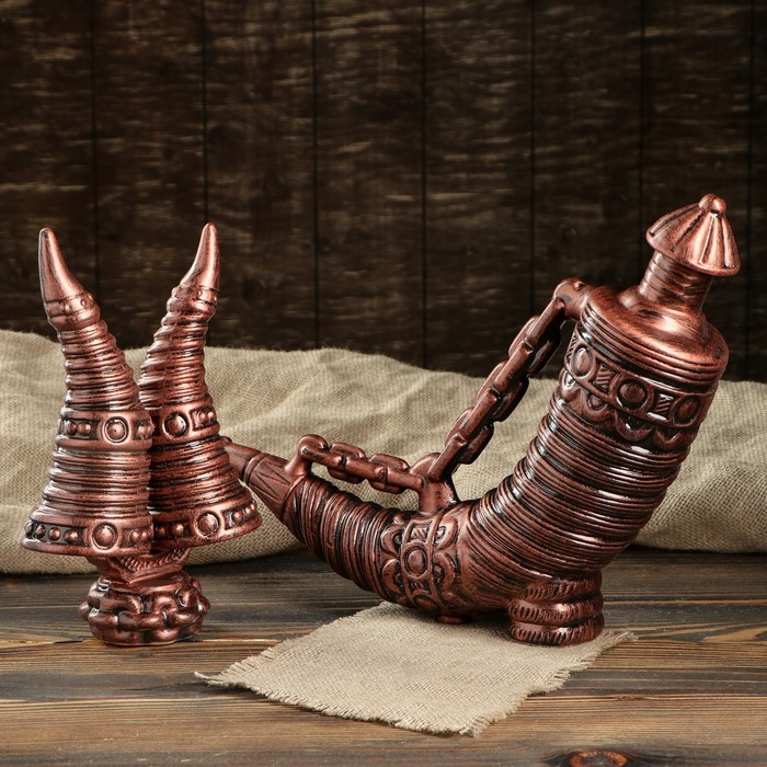 Штоф с рюмками "Рог" медь, 4 предмета, 0,8 л