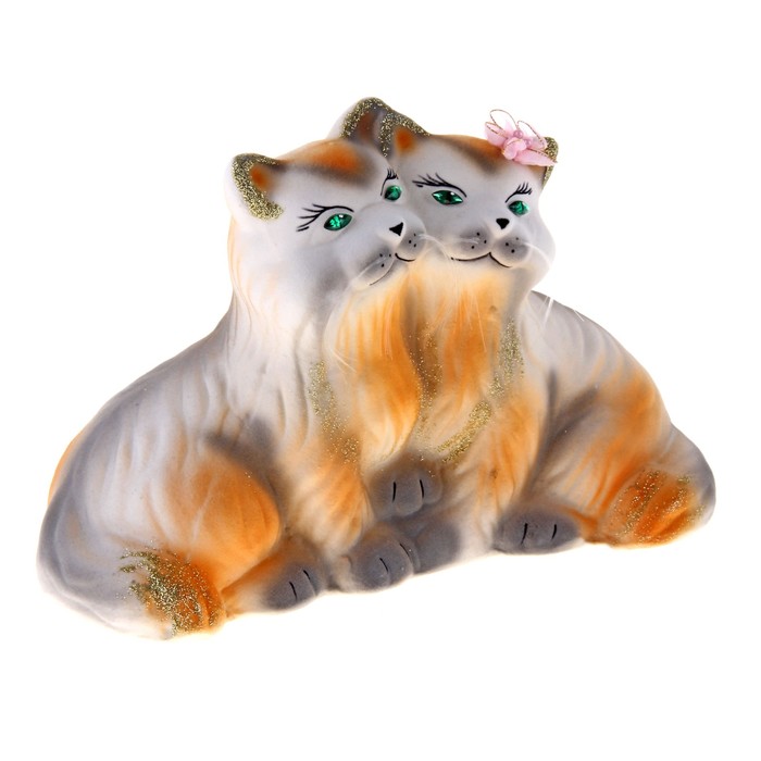 Копилка "Пушистики" пара, флок, бело-рыжая, микс