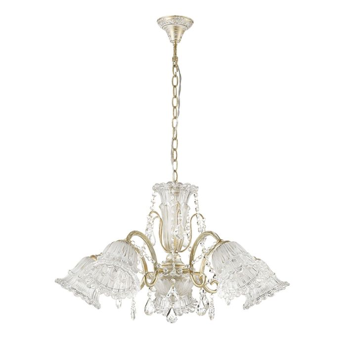 Люстра подвесная BENADETTA 5х40W+2х25W E14+G9 матовое золото с серебряной патиной 71x71см