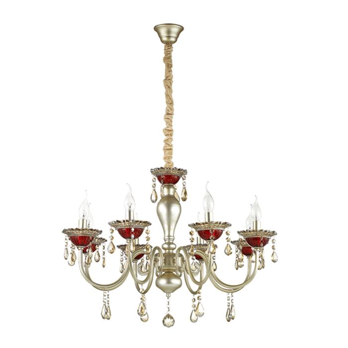 Люстра подвесная DEZIRA 8x40W E14 матовое золото с серебряной патиной 74,7x74,7см