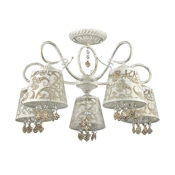 Люстра потолочная PEPINA 5x40W E14 белый с золотой патиной 59x59см