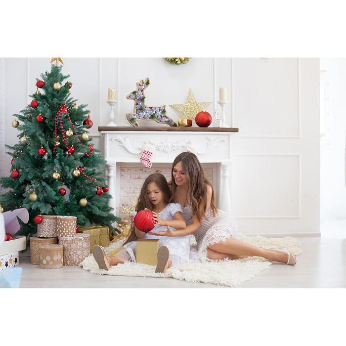 Набор коробок 5 в 1 круг "Подарки под елкой" (14 х14/16 х 16/18 х18/20 х20/ 22 х 22)