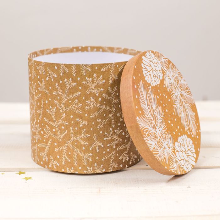 Набор коробок 5 в 1 круг "Подарки под елкой" (14 х14/16 х 16/18 х18/20 х20/ 22 х 22)