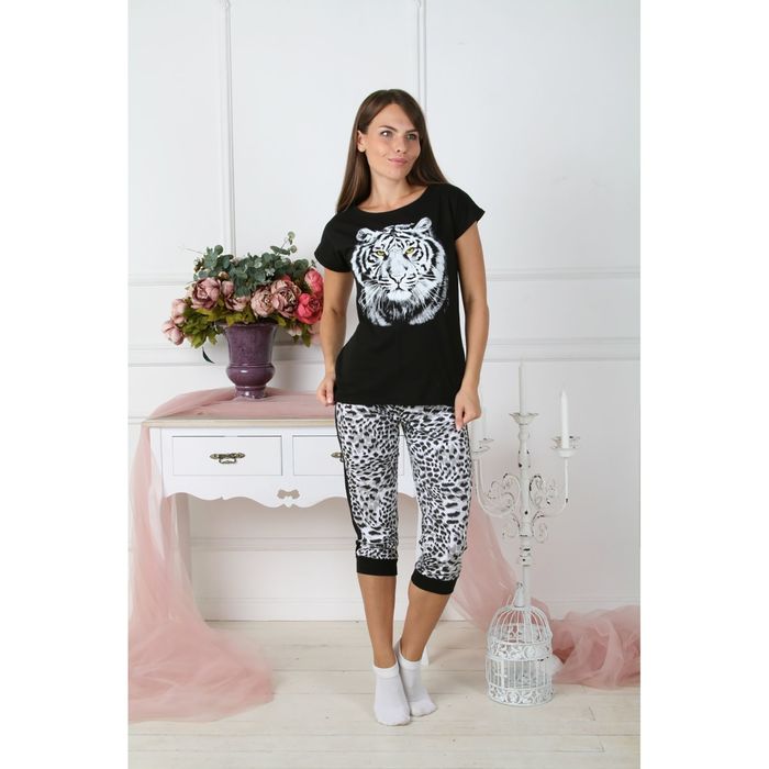 Комплект женский (футболка, бриджи) КФБ210 цвет МИКС, р-р 56