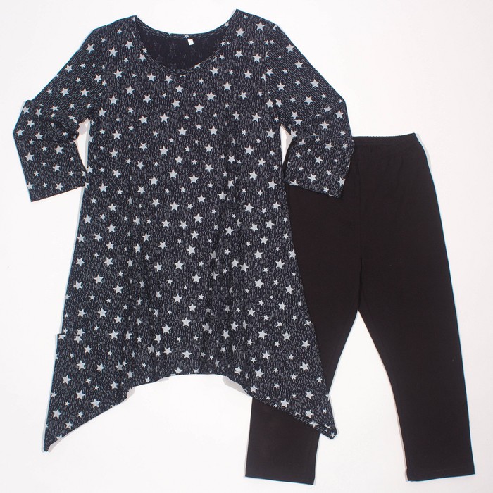 Комплект женский (туника, бриджи) КД104 цвет чёрный, р-р 48