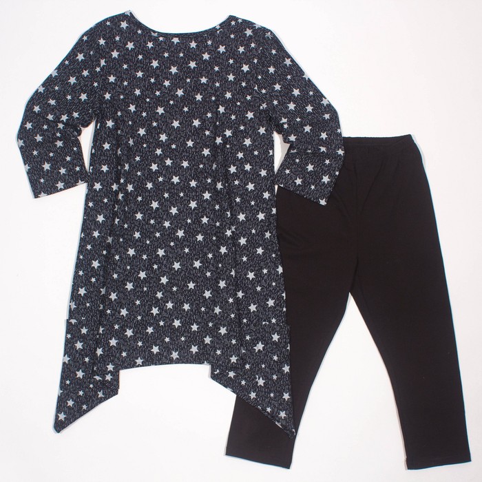 Комплект женский (туника, бриджи) КД104 цвет чёрный, р-р 52