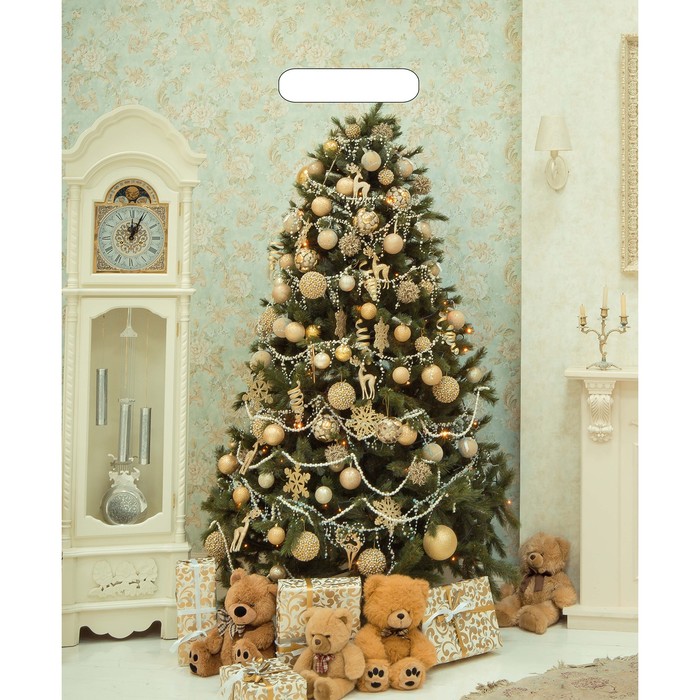 Пакет "Мишки под елкой", полиэтиленовый с вырубной ручкой, 45 х 38 см, 60 мкм