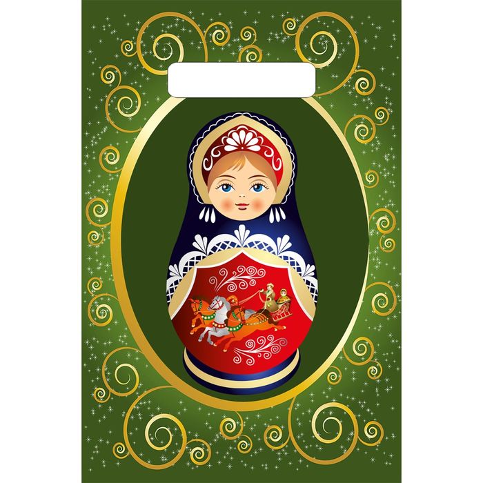 Пакет "Матрешка", полиэтиленовый с вырубной ручкой, 20 х 29,5 см, 30 мкм