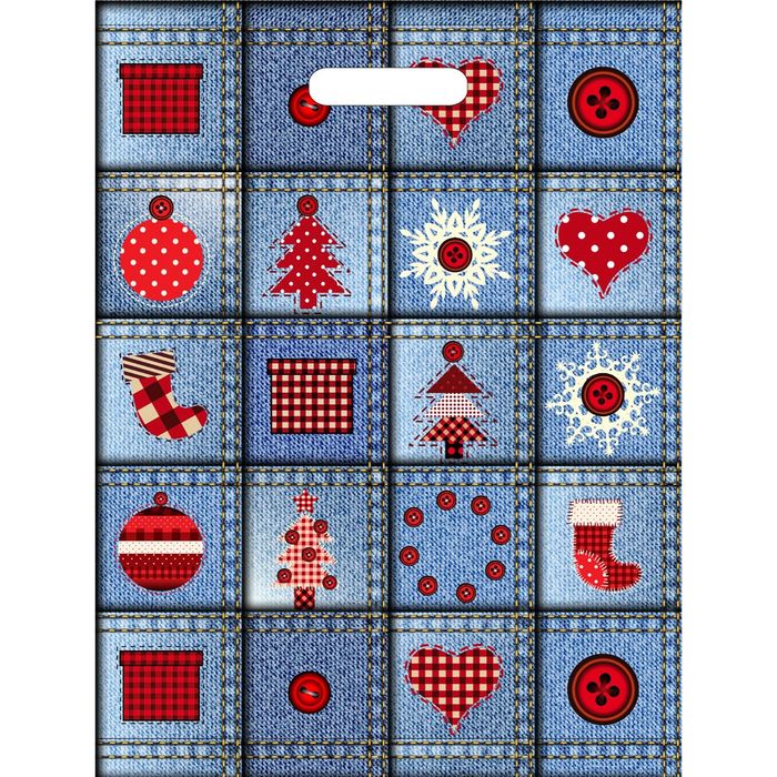 Пакет "Джинсовый коллаж", полиэтиленовый с вырубной ручкой, 45 х 34 см, 27 мкм