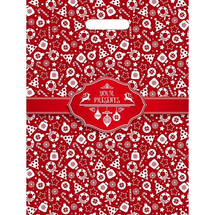 Пакет "Новогодний презент new", полиэтиленовый с вырубной ручкой, 45 х 34 см, 27 мкм