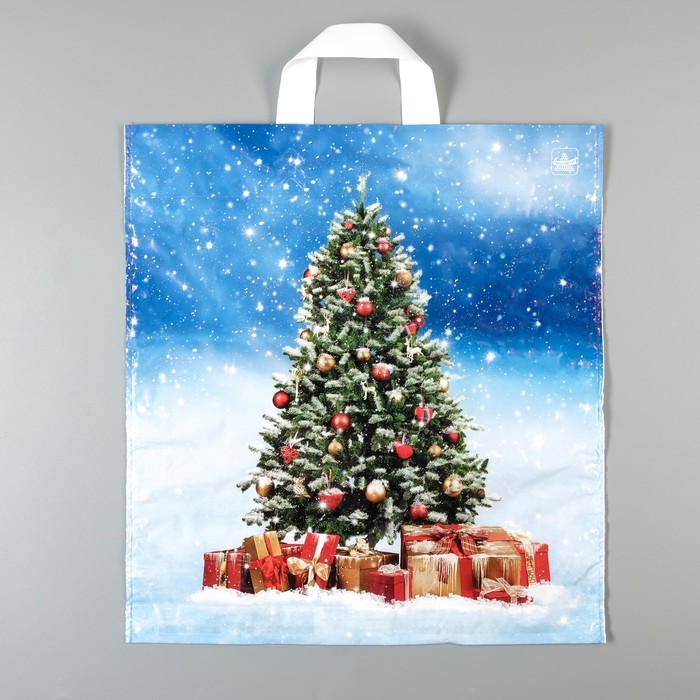 Пакет "Елка", полиэтиленовый с петлевой ручкой, 43 х 40 см, 35 мкм