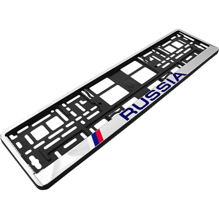 Рамка под номерной знак "Russia" 52,5х13 см, хром