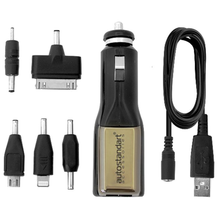 Набор 5 в 1 для зарядки смартфонов,  для IPhone 4/5/6, Nokia, Мicro usb, 12/24В