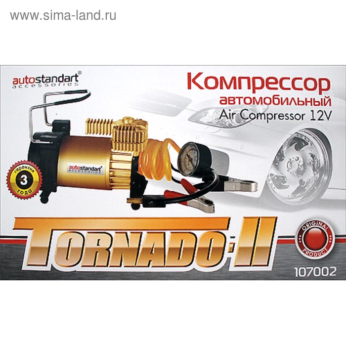 Компрессор автомобильный Торнадо II, 12В, 60 л/мин, к АКБ компрессор автомобильный torso серия торнадо 30 л мин