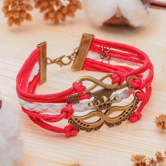 Браслет "Магия знаков" маска, цвет красно-белый