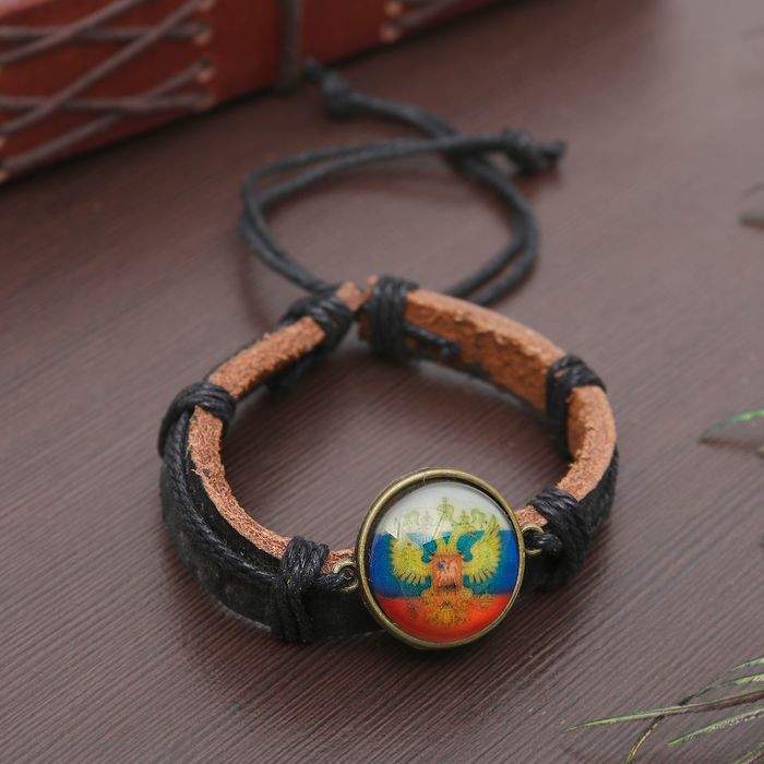 Браслет "Новый день" герб, цвет чёрно-коричневый