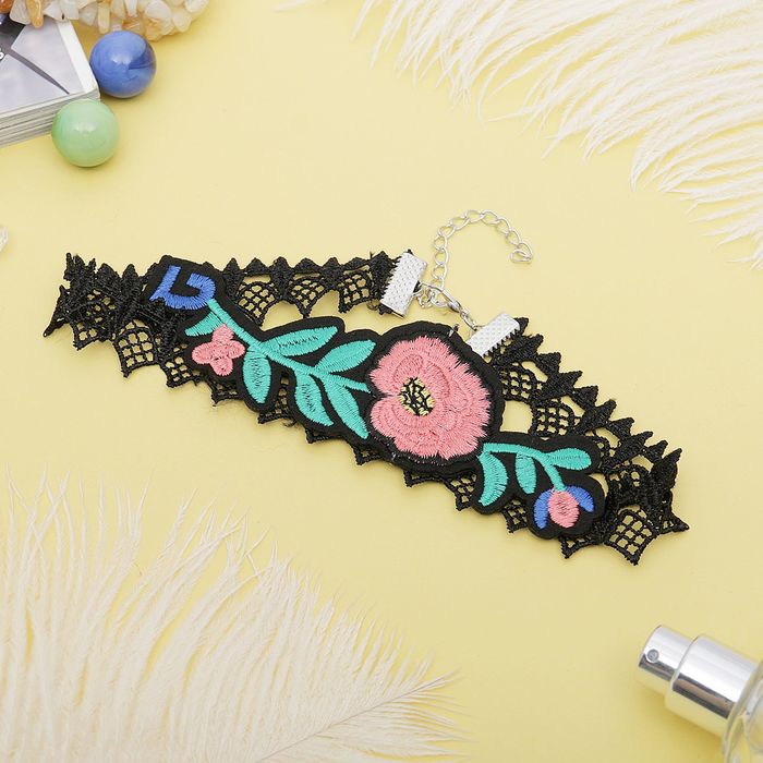 Чокер "Роуз" цветок на ветви, цветной