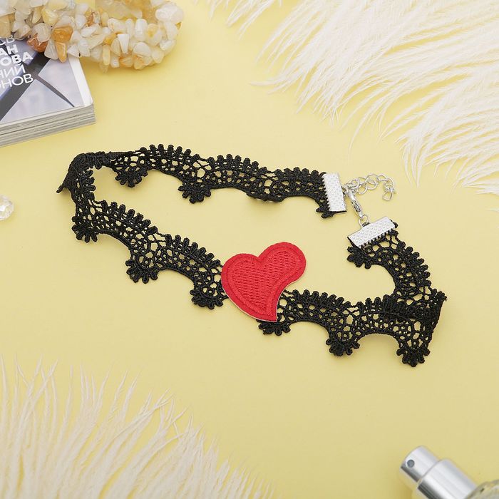 Чокер "Роуз" сердце, цвет красно-чёрный