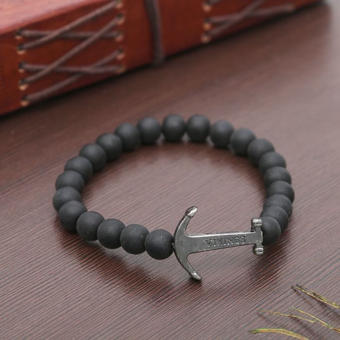 Браслет мужской "Стиль успеха" якорь, цвет чёрный