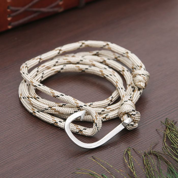 Браслет мужской "Морской бриз" крючок, цвет бежевый