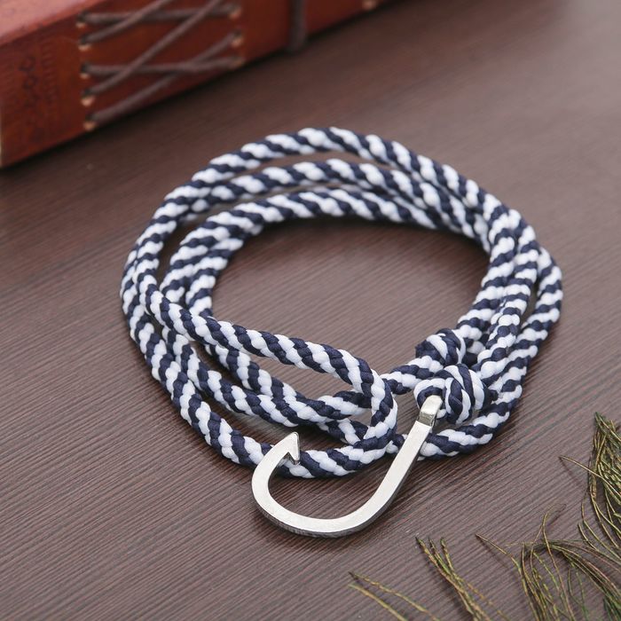 Браслет мужской "Морской бриз" крючок, цвет сине-белый