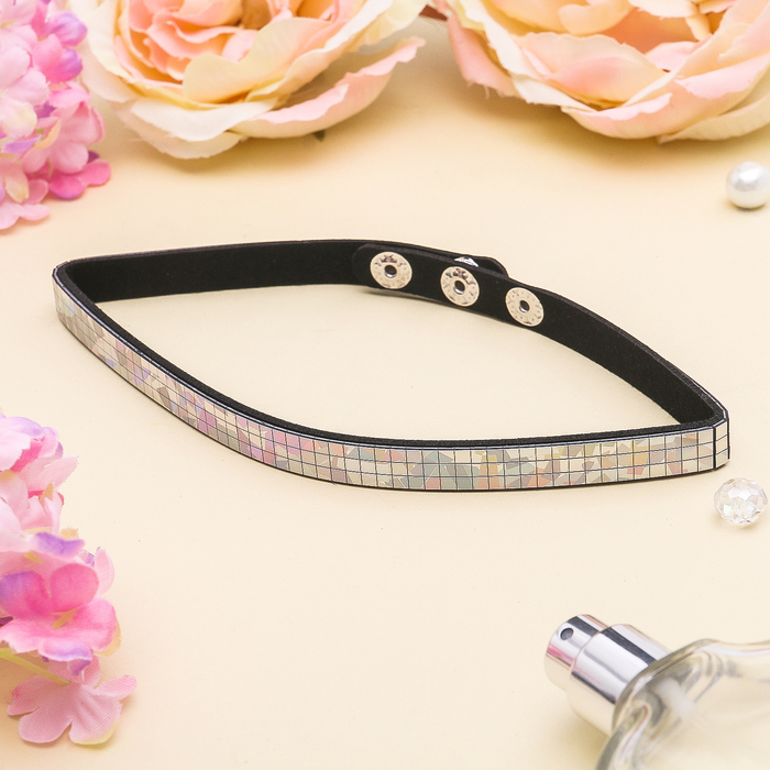 Чокер "Дискотека" 3 ряда, цвет радужно-серебристый