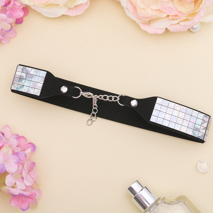 Чокер "Дискотека" 4 ряда, цвет радужно-серебристый