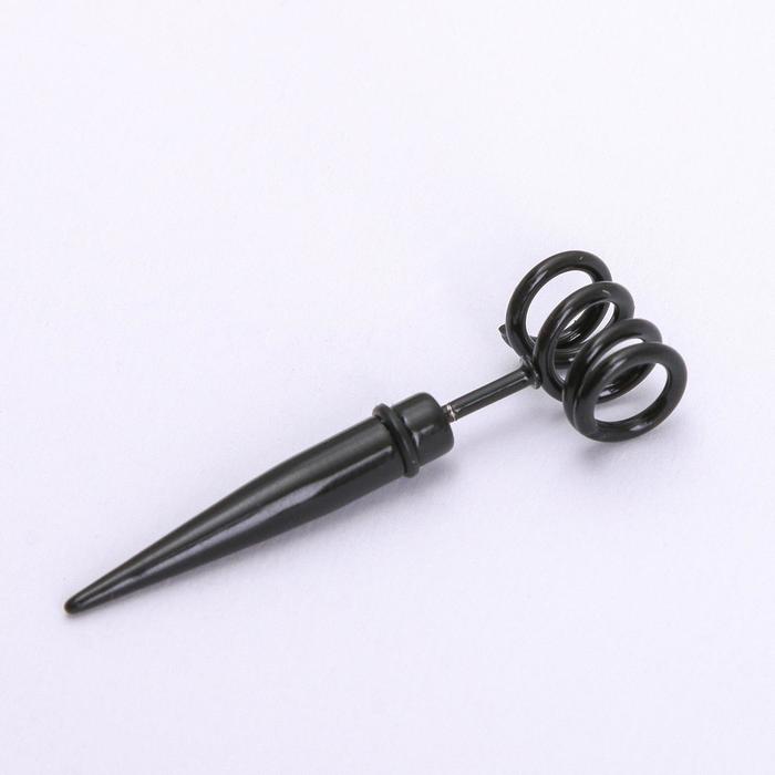 Пирсинг в ухо (плаг) "Шип" на спирали, цвет черный, фас 12 шт