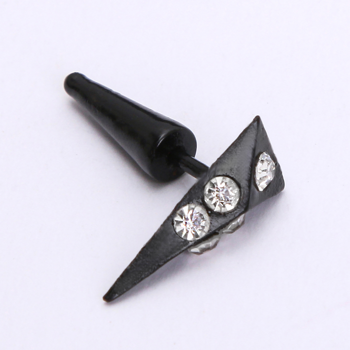 Пирсинг "Шип" треугольник со стразами, цвет черно-белый