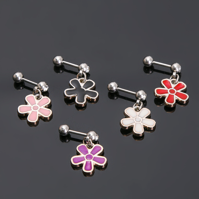 Пирсинг "Цветок", цвет МИКС в серебре, фас 12 шт