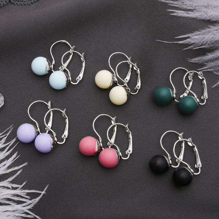 Серьги пластик "Шар" матовый, цвет МИКС