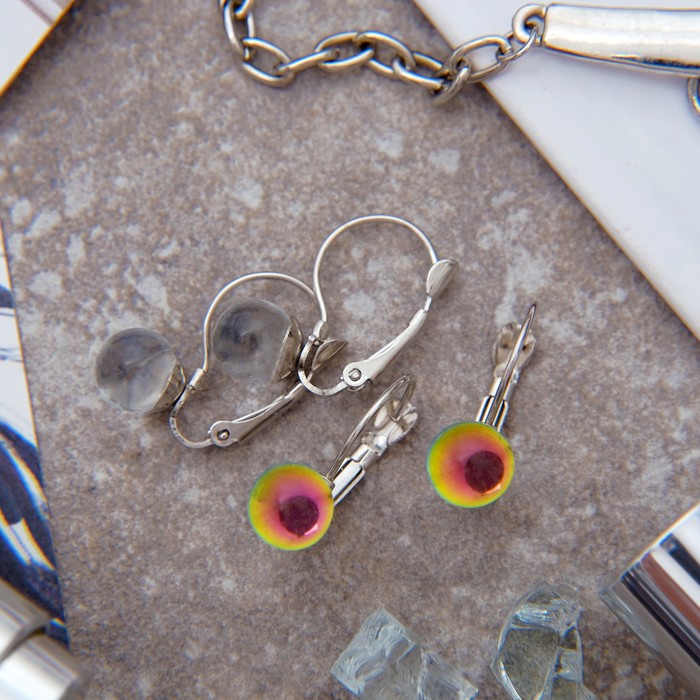 Серьги со стразами "Радужный день" шарик малый, цвет МИКС