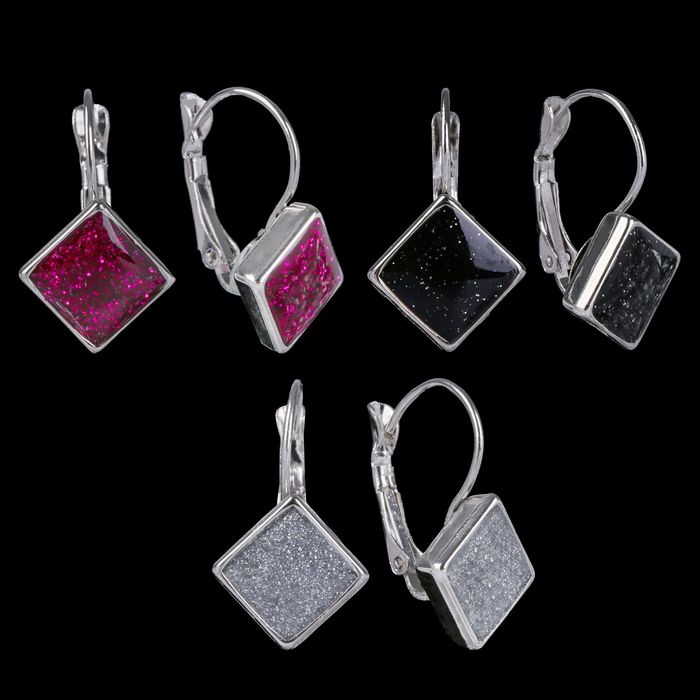 Серьги пластик "Ромб" конфетти, цвет МИКС