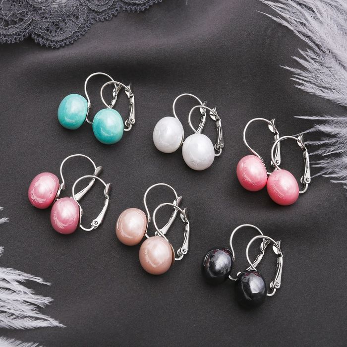 Серьги пластик "Круг" сеньорита, приплюснутый, цвет МИКС